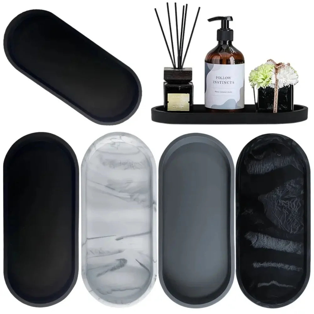 Rectangular silicone vanity tray for cosmetics and small items