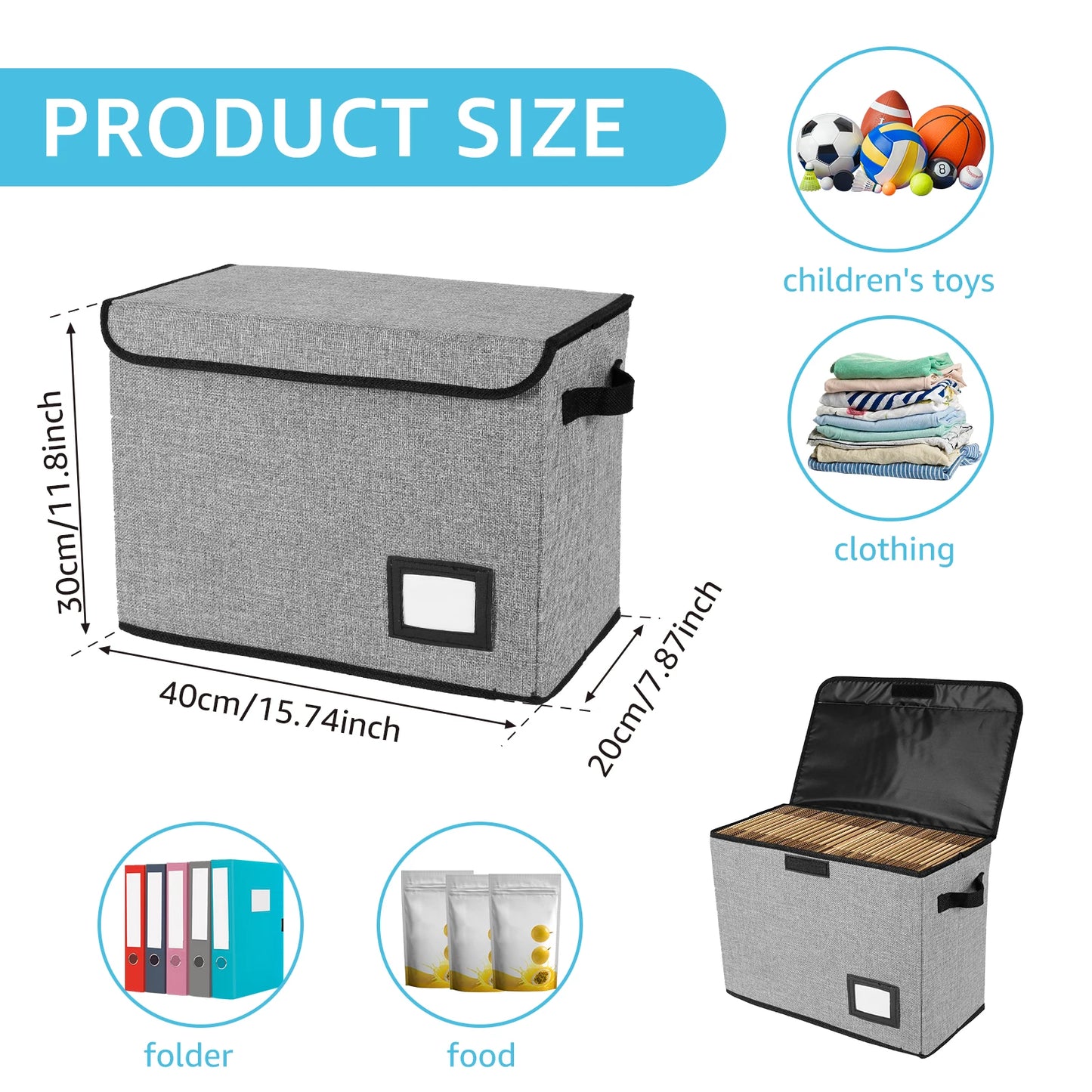 Foldable Storage Bin with Label Slot