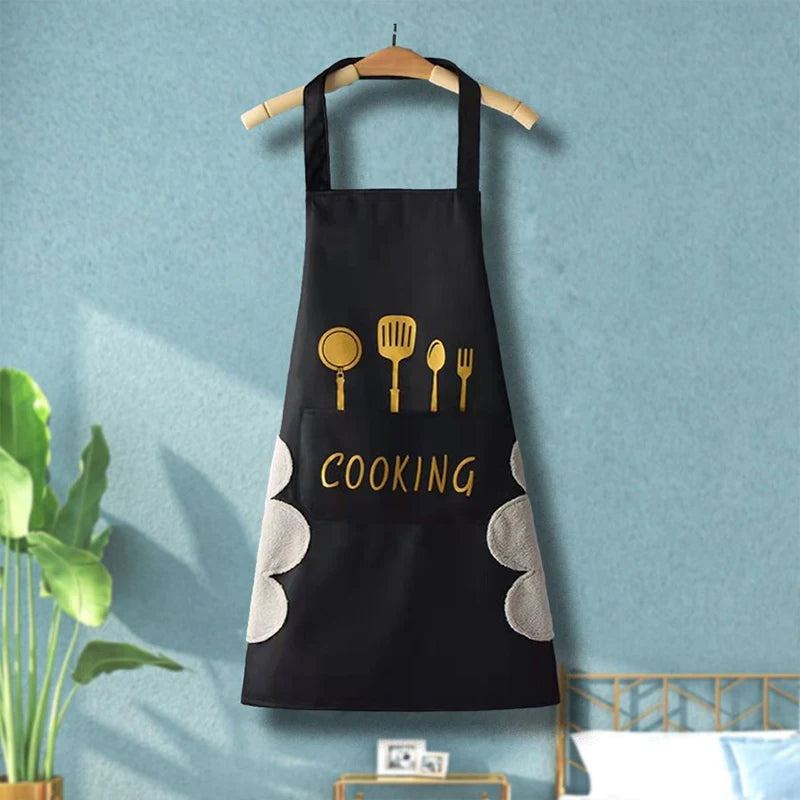 Hand-Wipe Kitchen Apron with Pocket