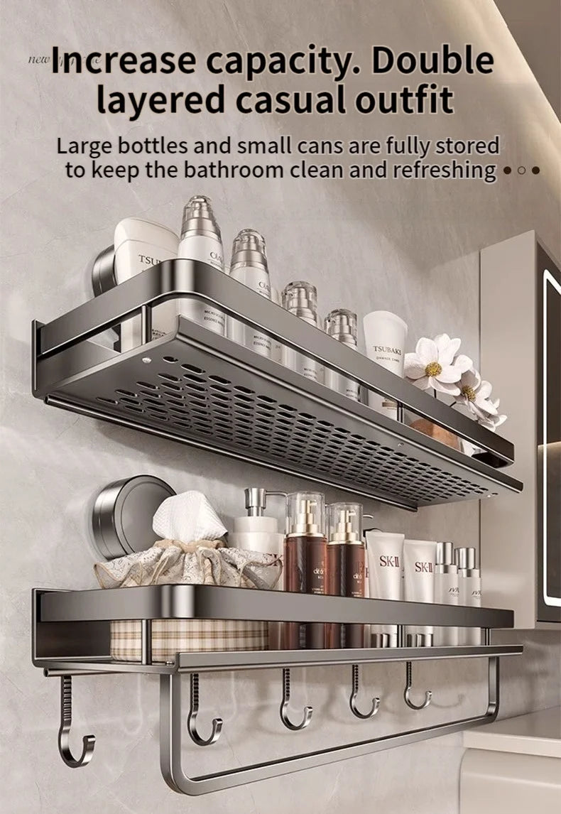 [Duplicate] Suction-Cup Aluminum Bathroom Shelf
