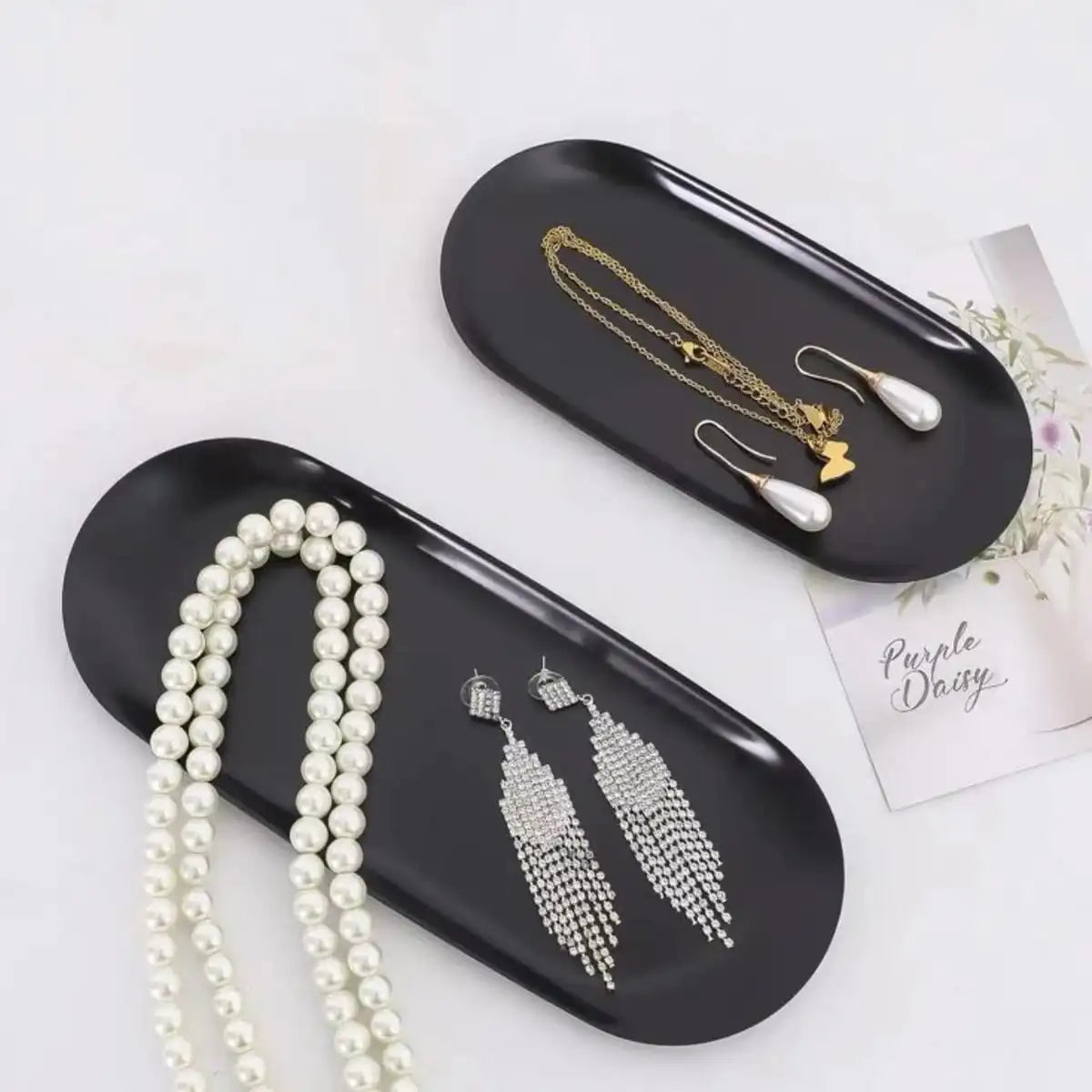 Oval Metal Jewelry & Vanity Tray