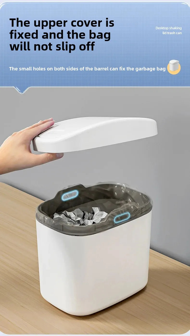 Mini Swing-Lid Desktop Trash Can