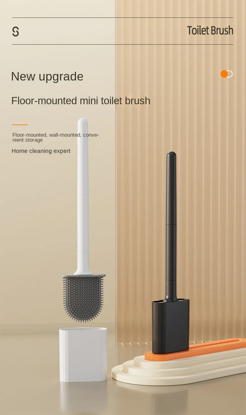 Compact Silicone Toilet Brush with Holder