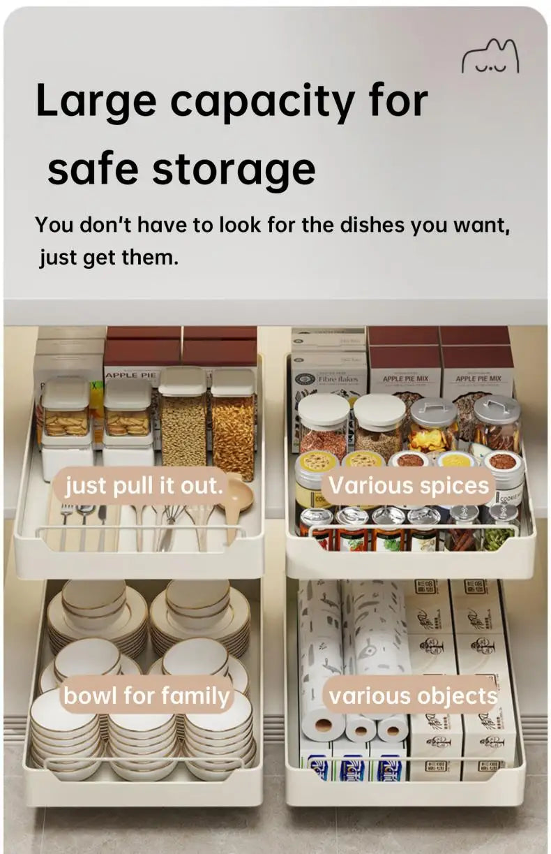 Pull-Out Cabinet Organizer with Sliding Rails