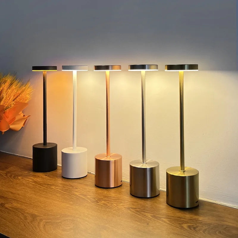 Cordless rechargeable touch table lamp for ambient lighting