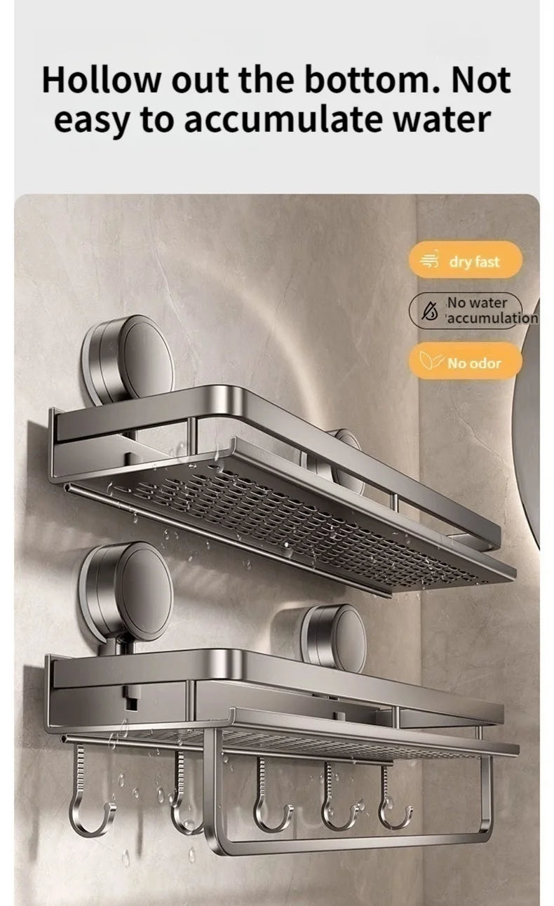 [Duplicate] Suction-Cup Aluminum Bathroom Shelf