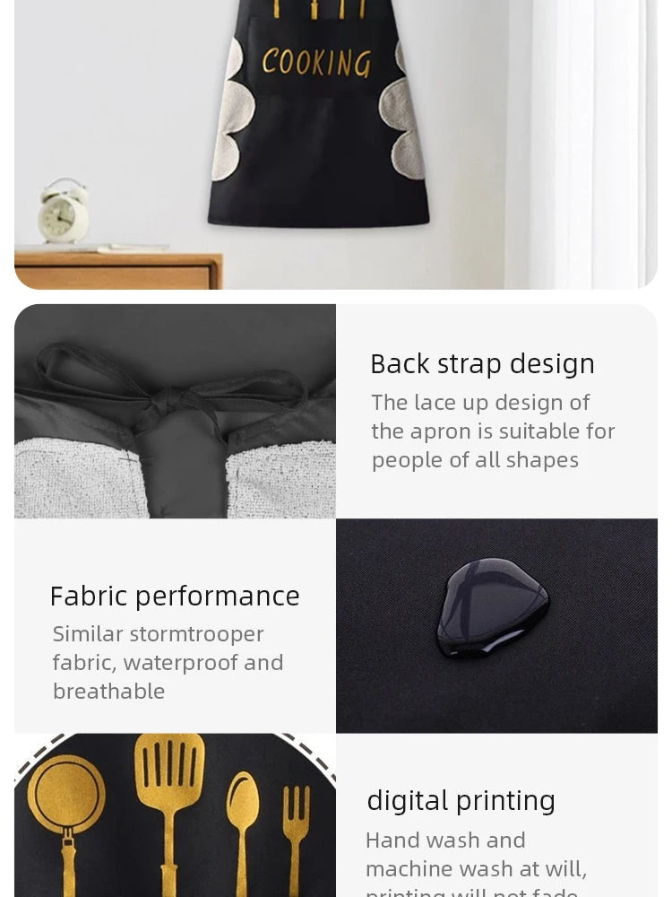 Hand-Wipe Kitchen Apron with Pocket