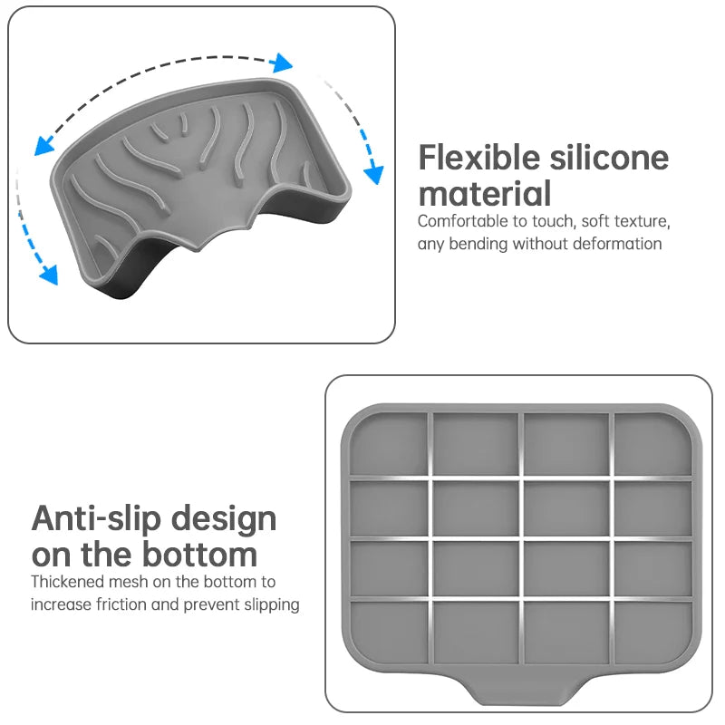 Quick-Drain Silicone Soap & Sponge Tray