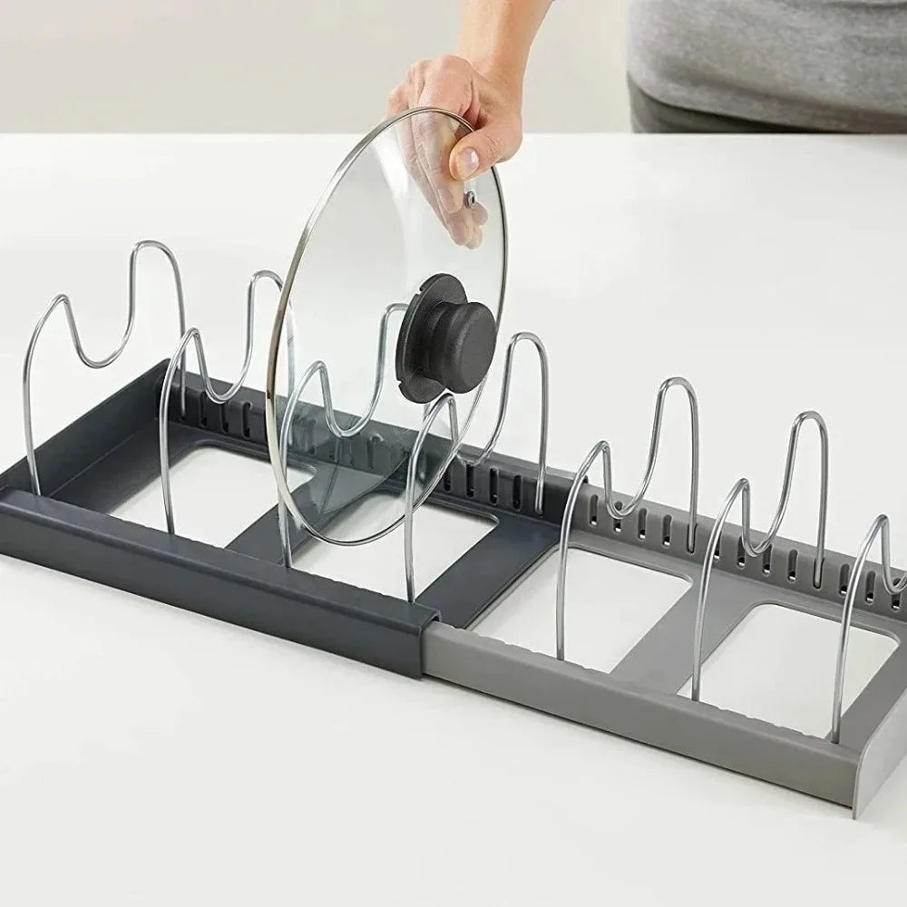 Expandable 7-Slot Pot & Lid Organizer