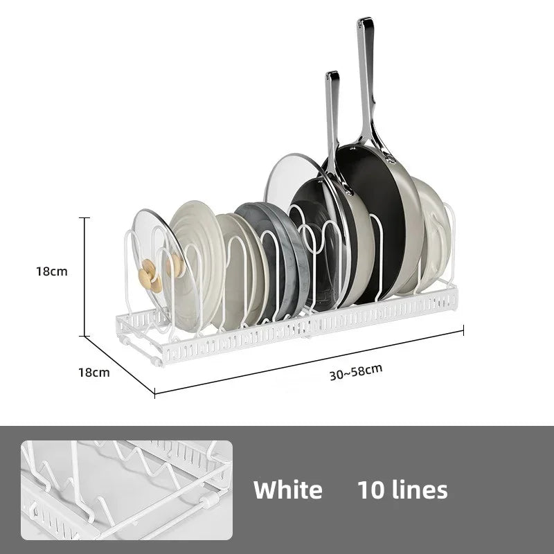 Adjustable Pot, Pan & Lid Organizer Rack