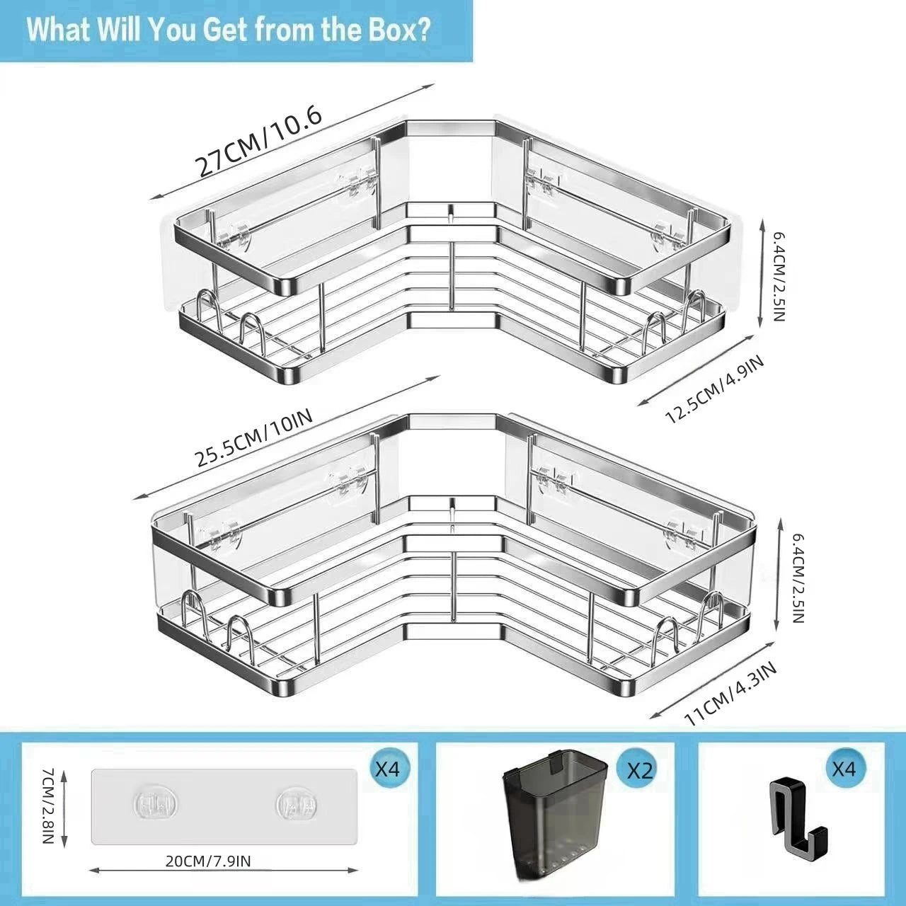 Dual-Tier Stainless Steel Corner Shelf