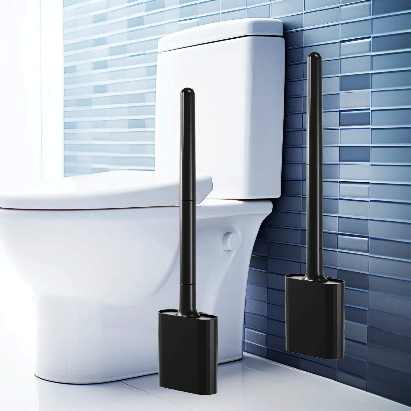 Compact Silicone Toilet Brush with Holder