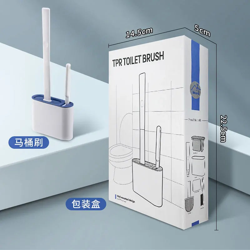 Flat-Head Silicone Toilet Brush Set