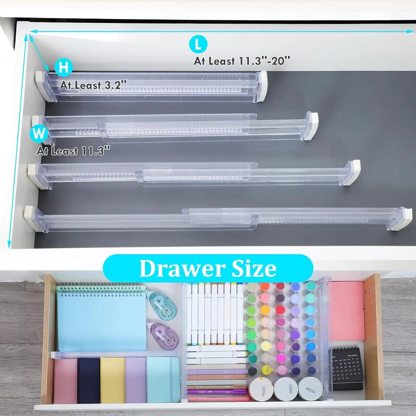 Expandable Clear Drawer Divider Set