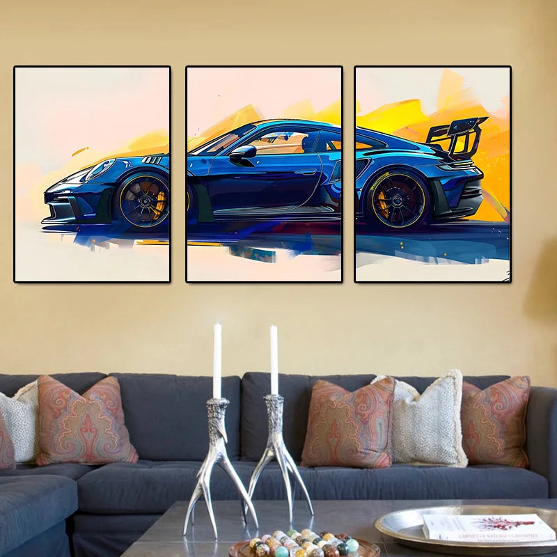 3-Piece Supercar Canvas Wall Art Set