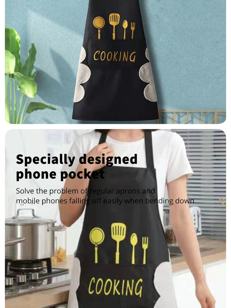 Hand-Wipe Kitchen Apron with Pocket