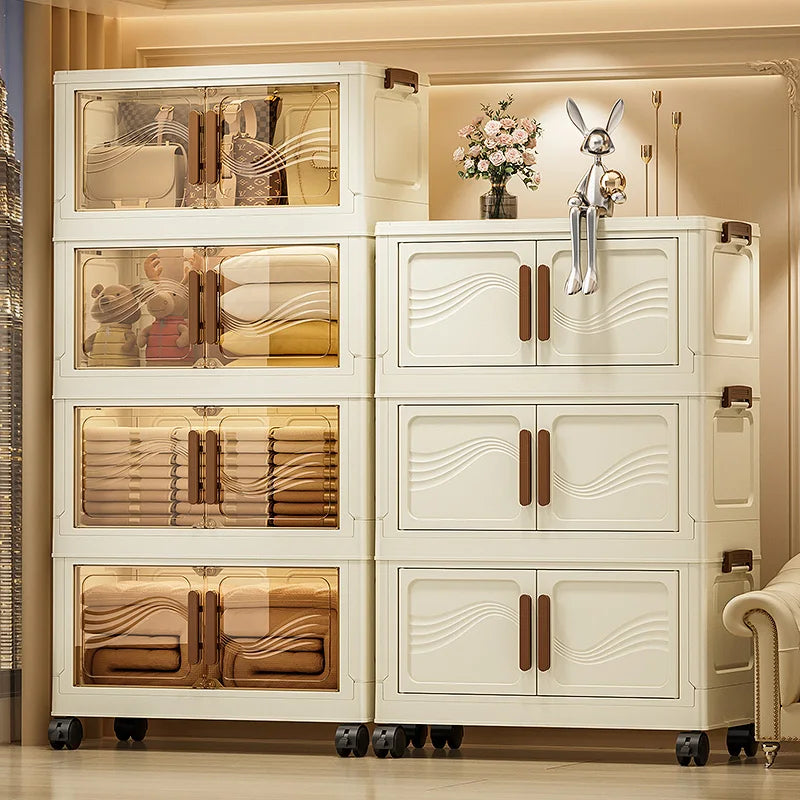 Foldable clear-door storage cabinet