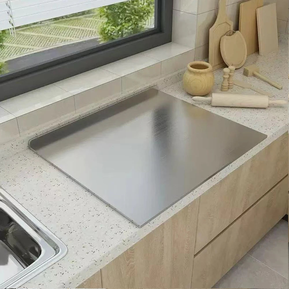 L-Shaped Stainless Steel Countertop Prep Board