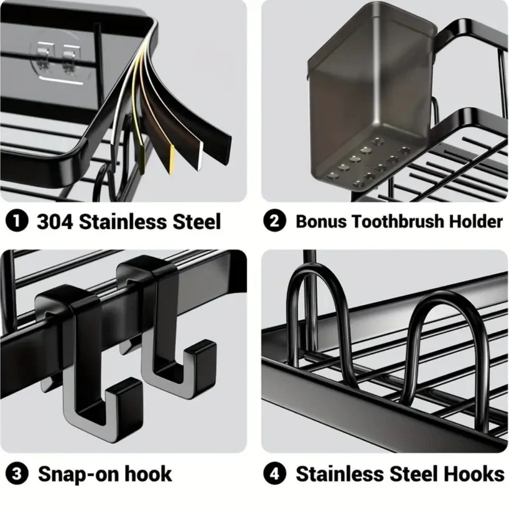 Dual-Tier Stainless Steel Corner Shelf
