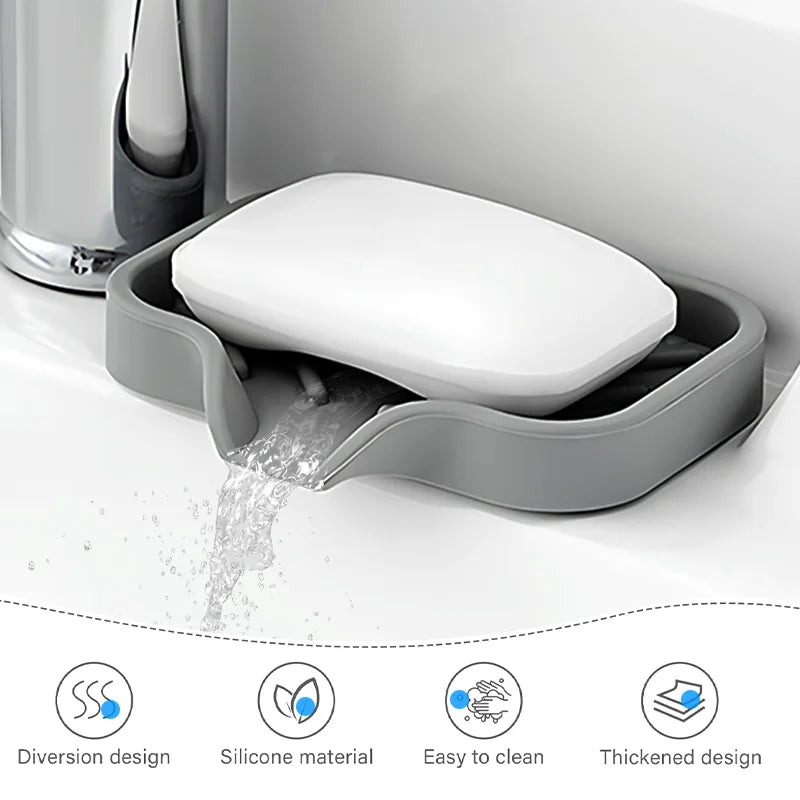 Quick-Drain Silicone Soap & Sponge Tray
