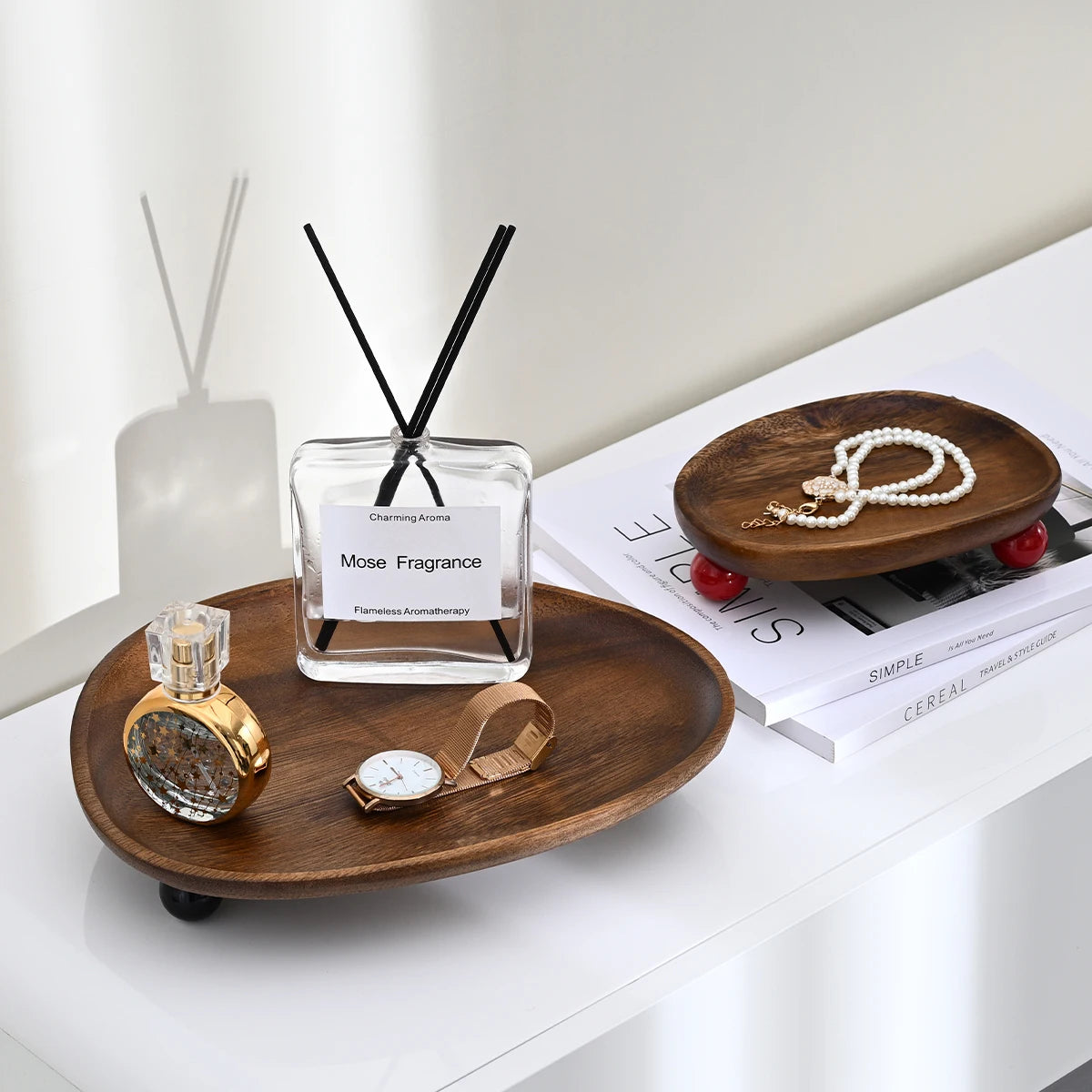 Organic-Shaped Wooden Display Tray