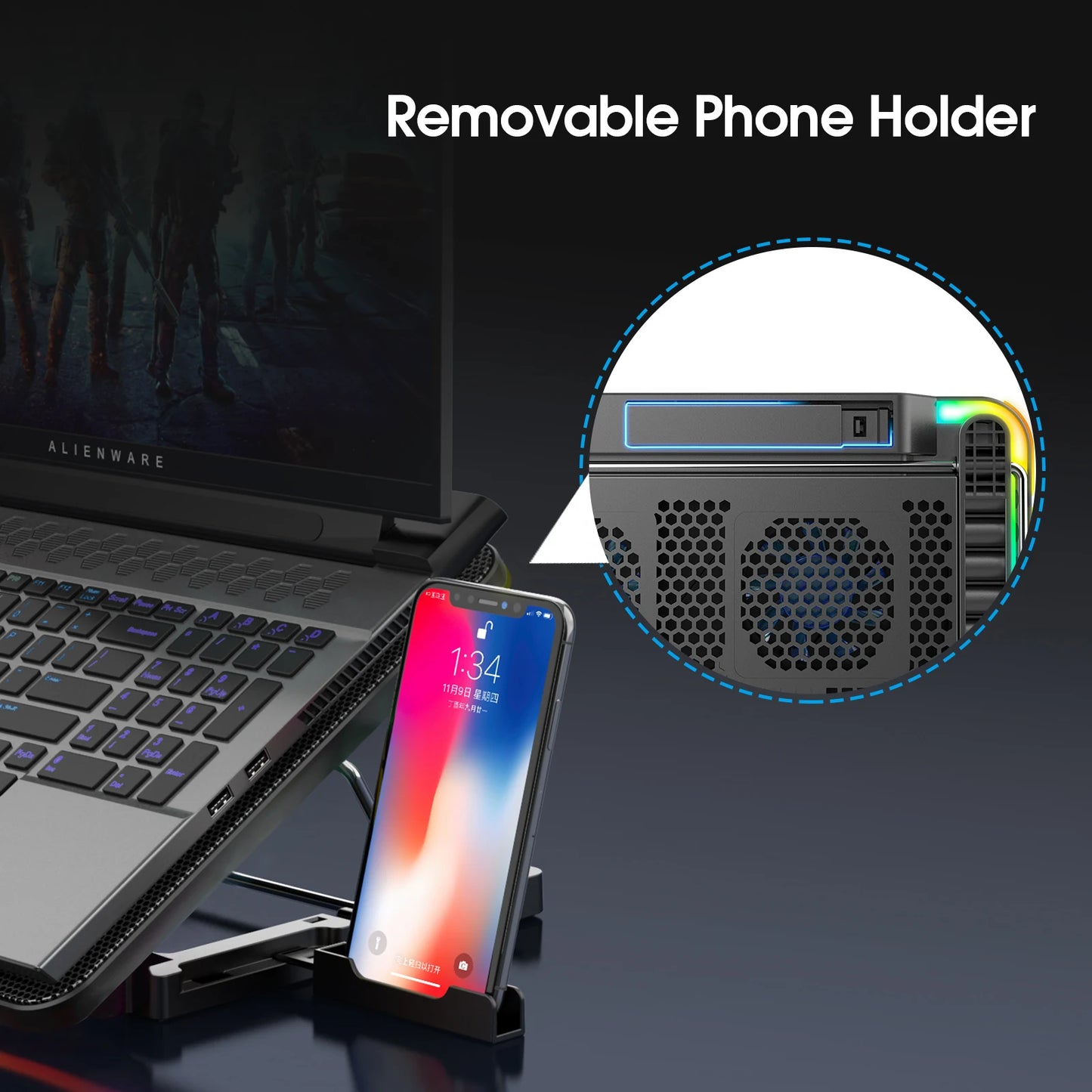 6-Fan Adjustable Laptop Cooling Stand