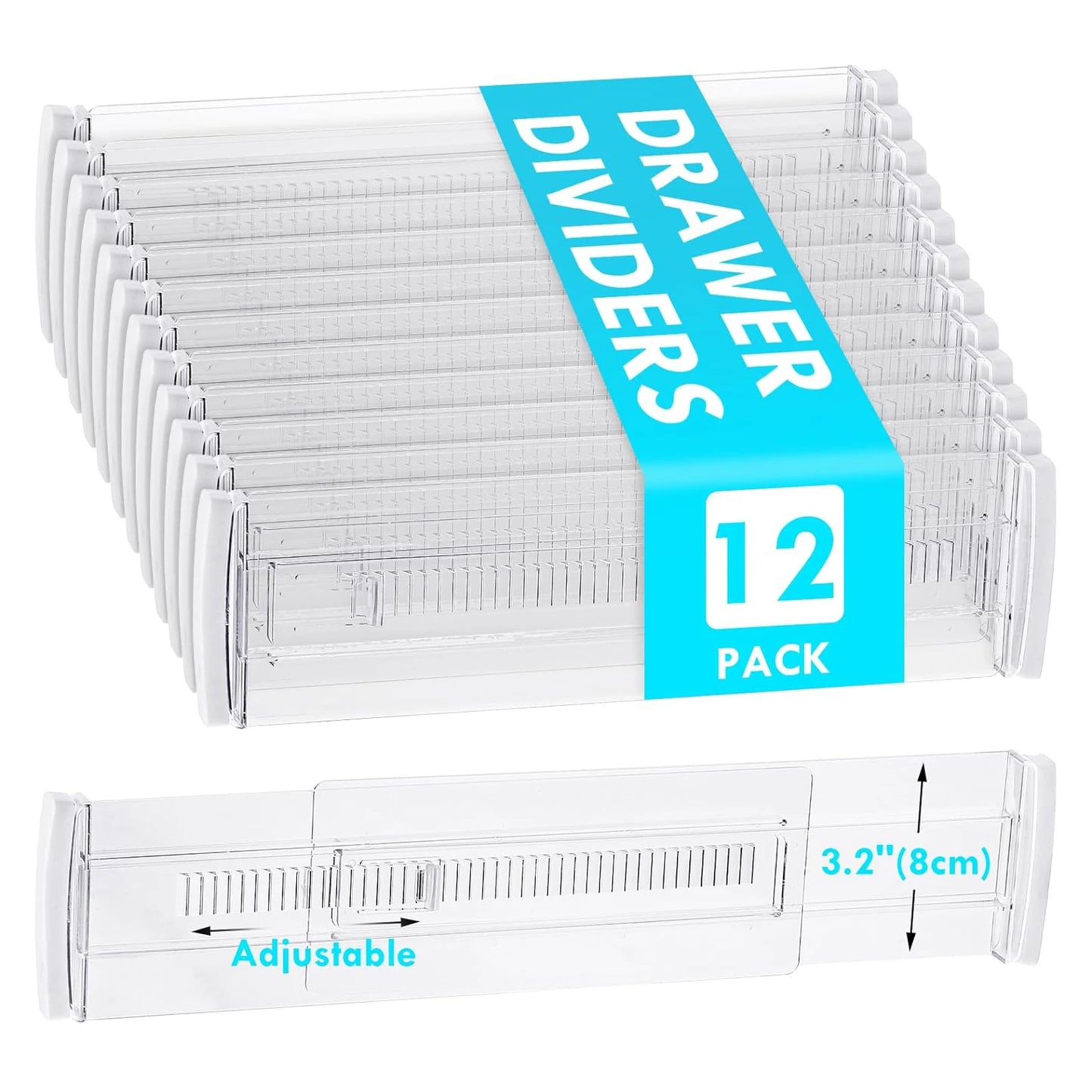 Expandable clear drawer divider set