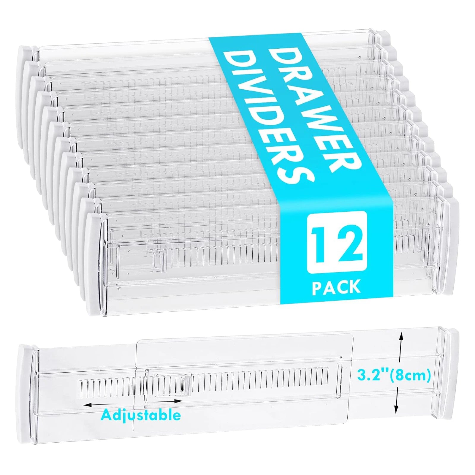 Expandable clear drawer divider set