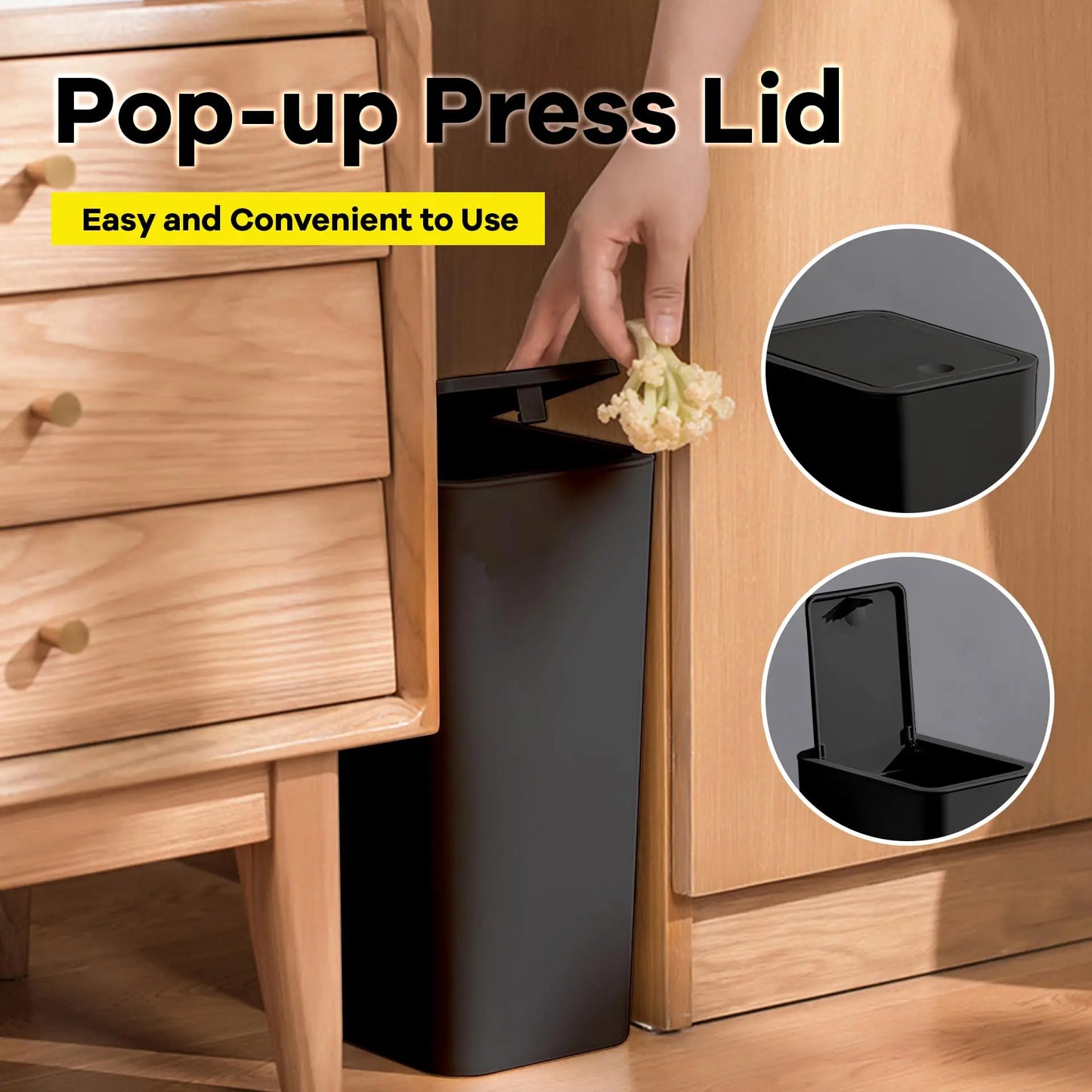 10 L Slim Press-Lid Trash Can
