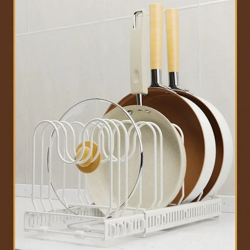 Adjustable Pot, Pan & Lid Organizer Rack