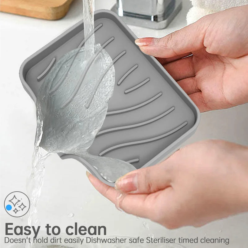 Quick-Drain Silicone Soap & Sponge Tray