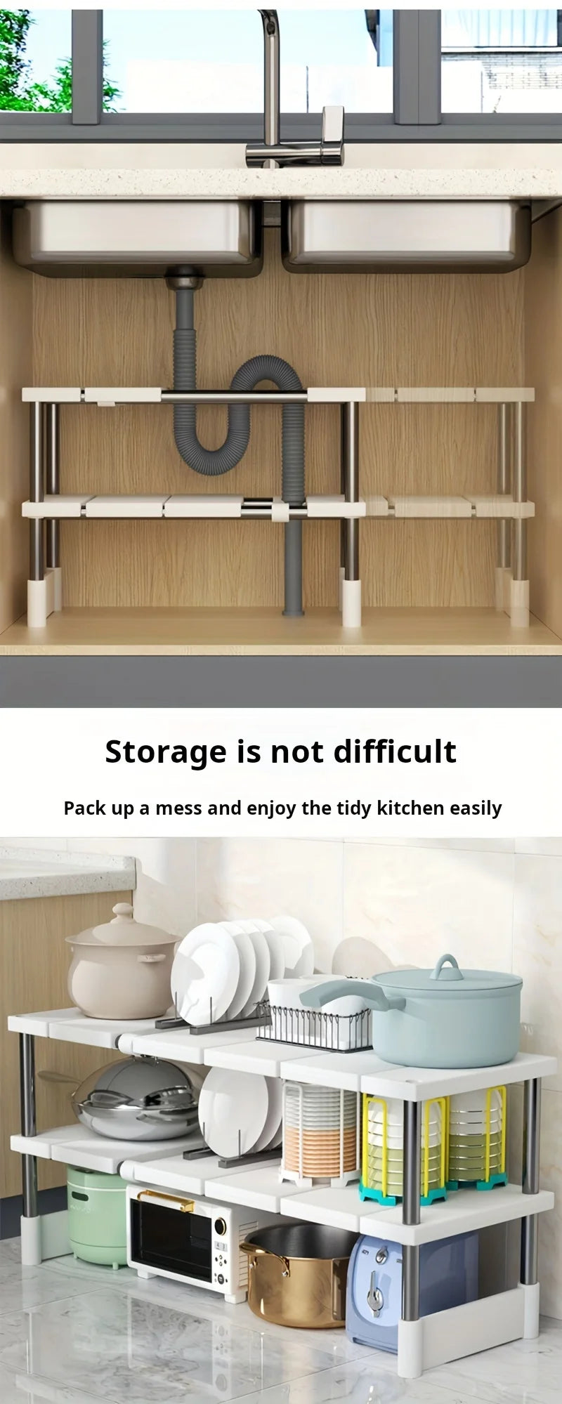 Expandable Under-Sink Storage Rack