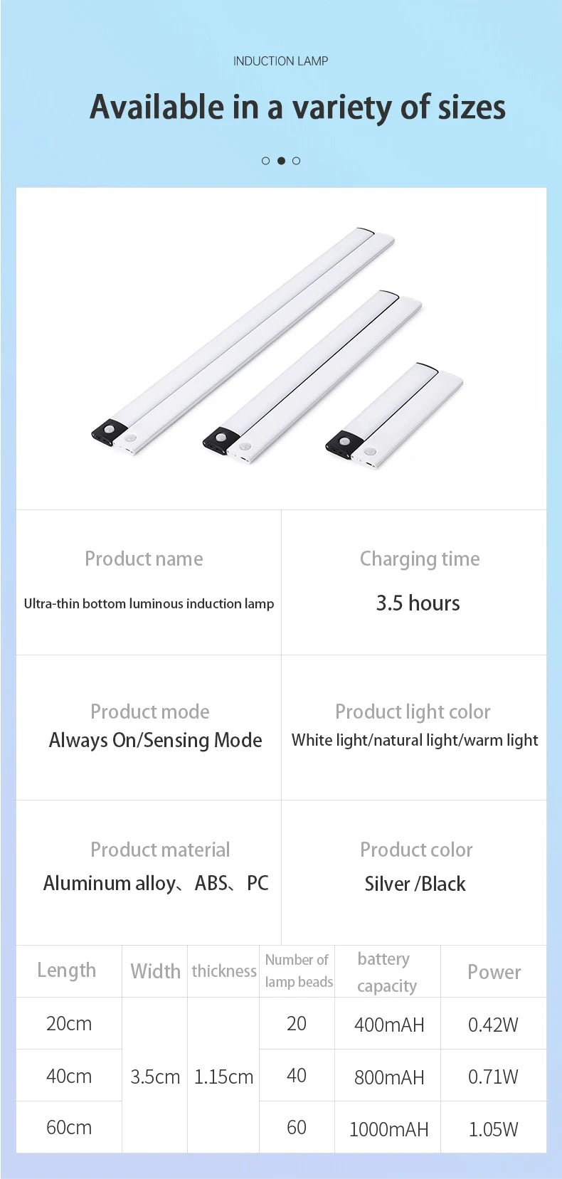 3-Color Rechargeable Motion Sensor Light Bar