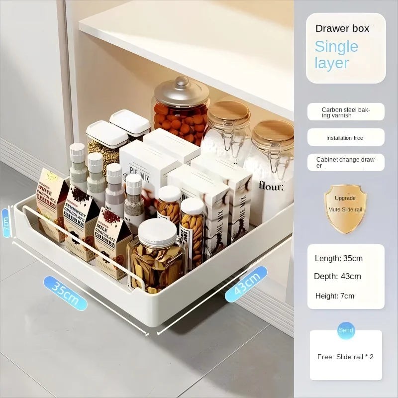 Pull-Out Cabinet Organizer with Sliding Rails