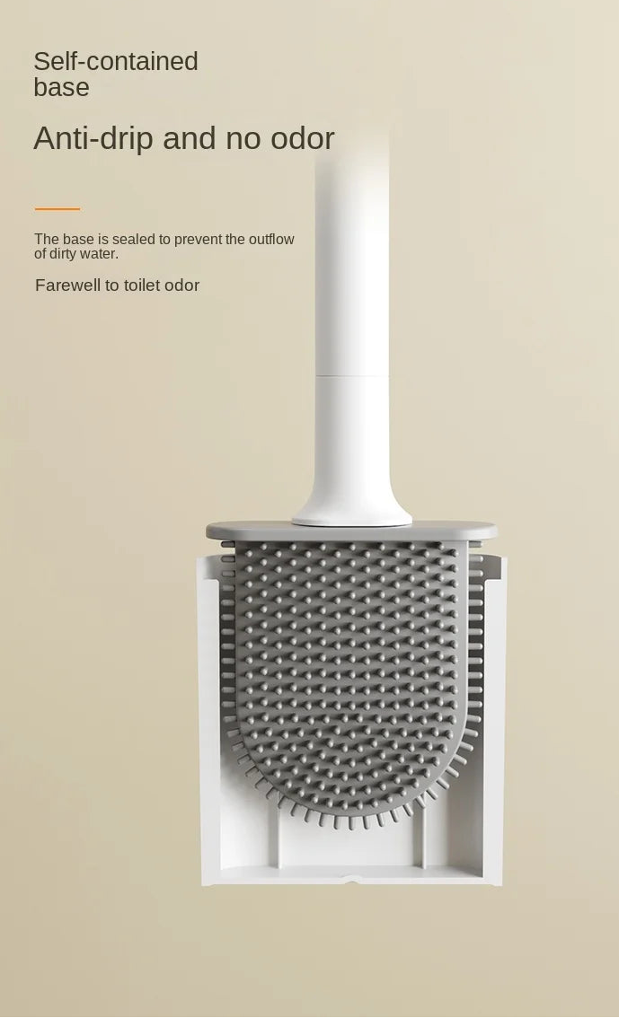 Compact Silicone Toilet Brush with Holder