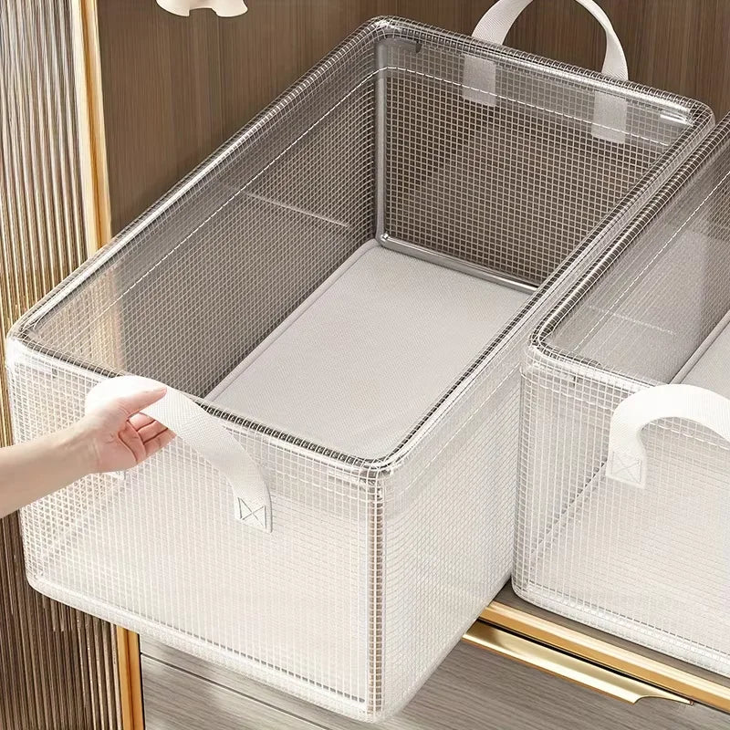 Transparent reinforced clothing storage box