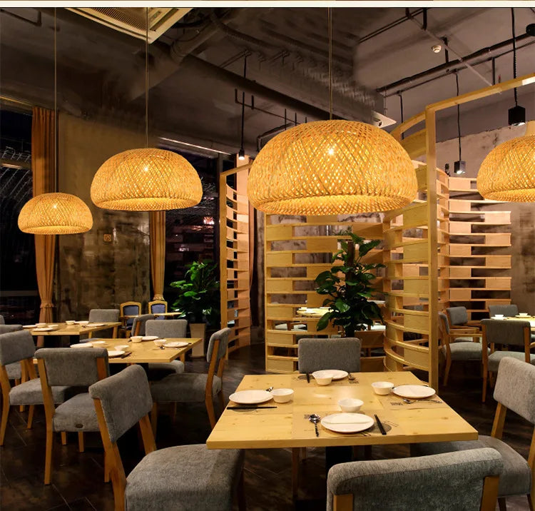 Handwoven Wicker Pendant Light