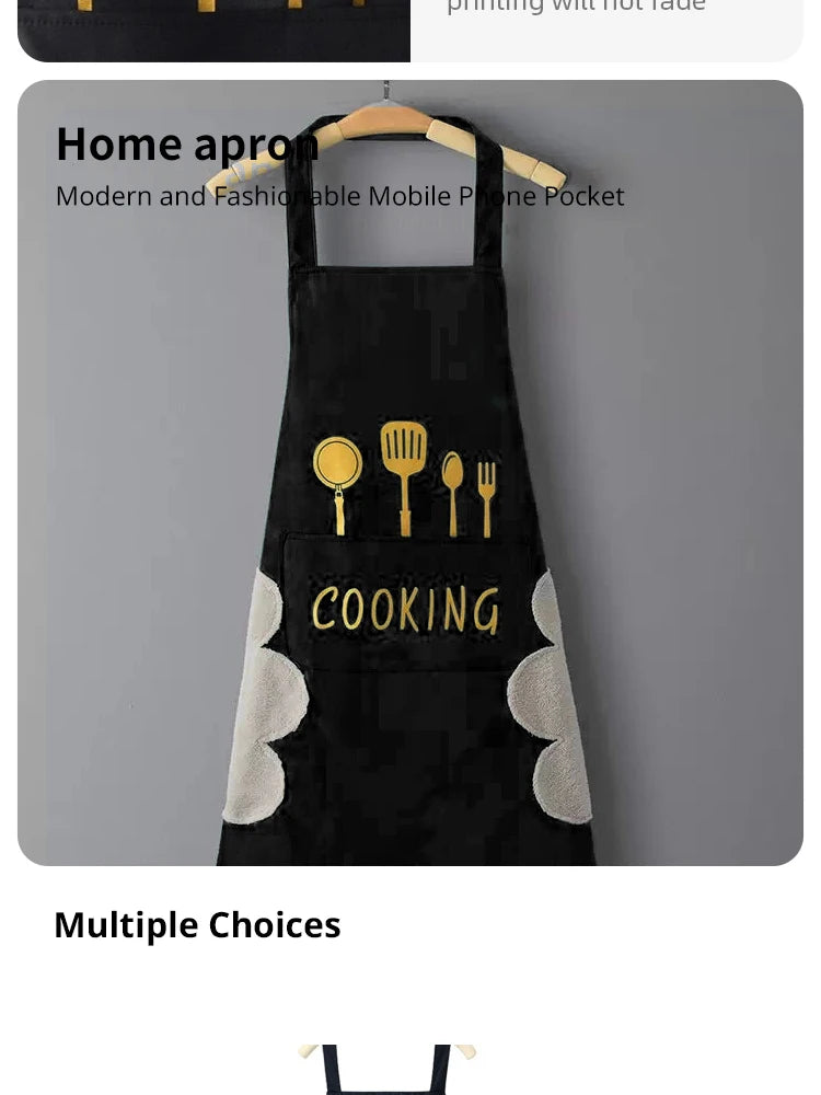 Hand-Wipe Kitchen Apron with Pocket