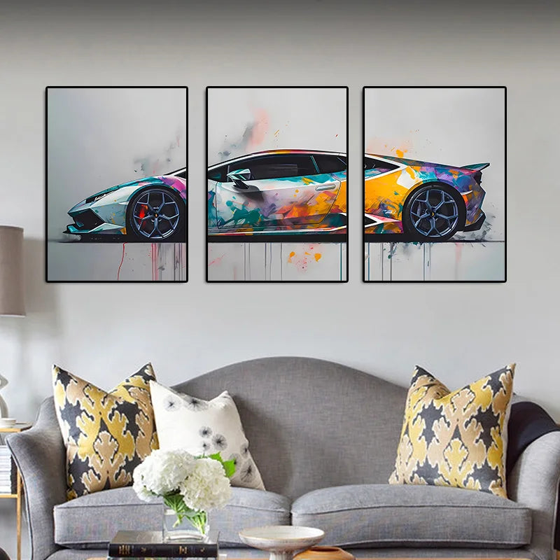 3-Piece Supercar Canvas Wall Art Set