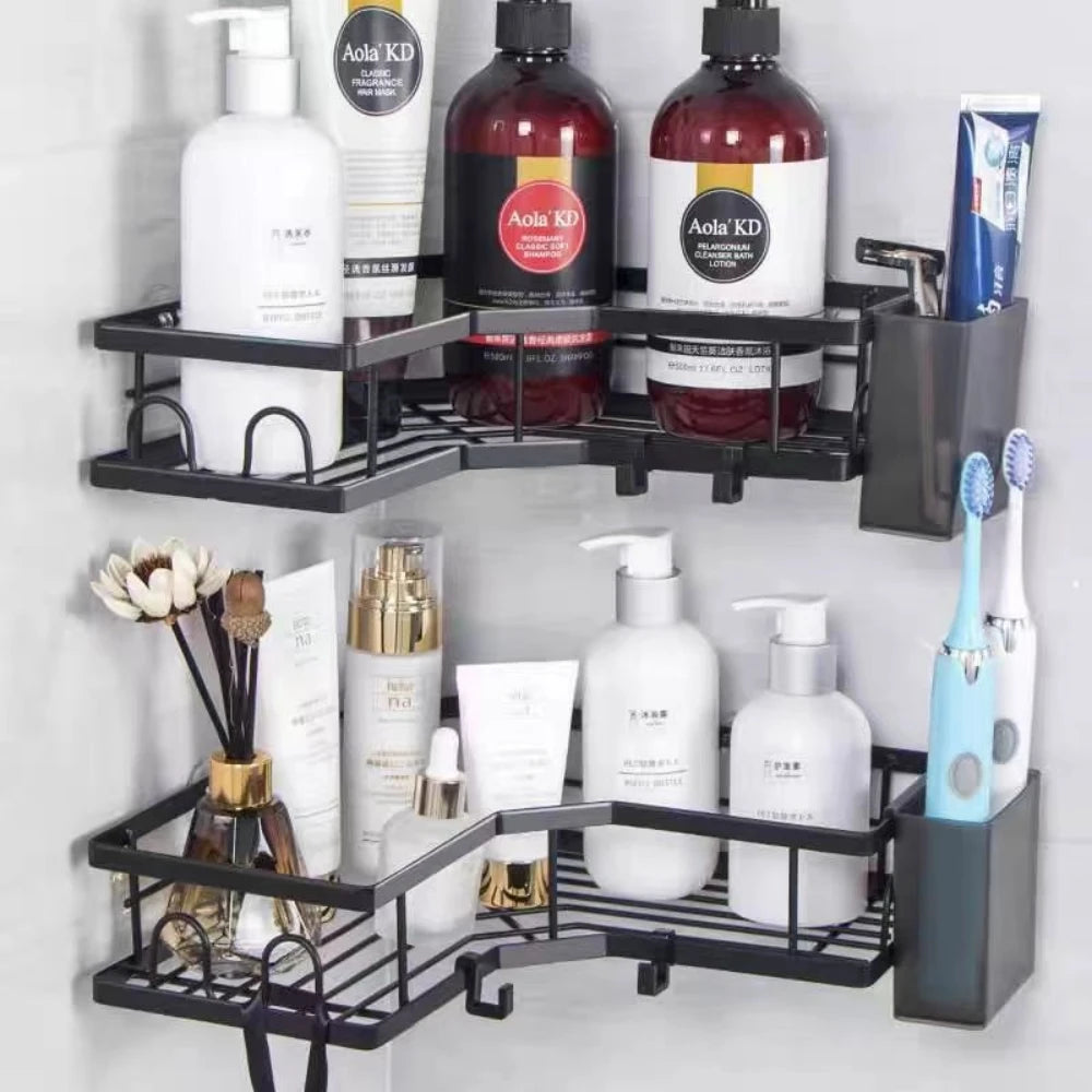 Dual-Tier Stainless Steel Corner Shelf