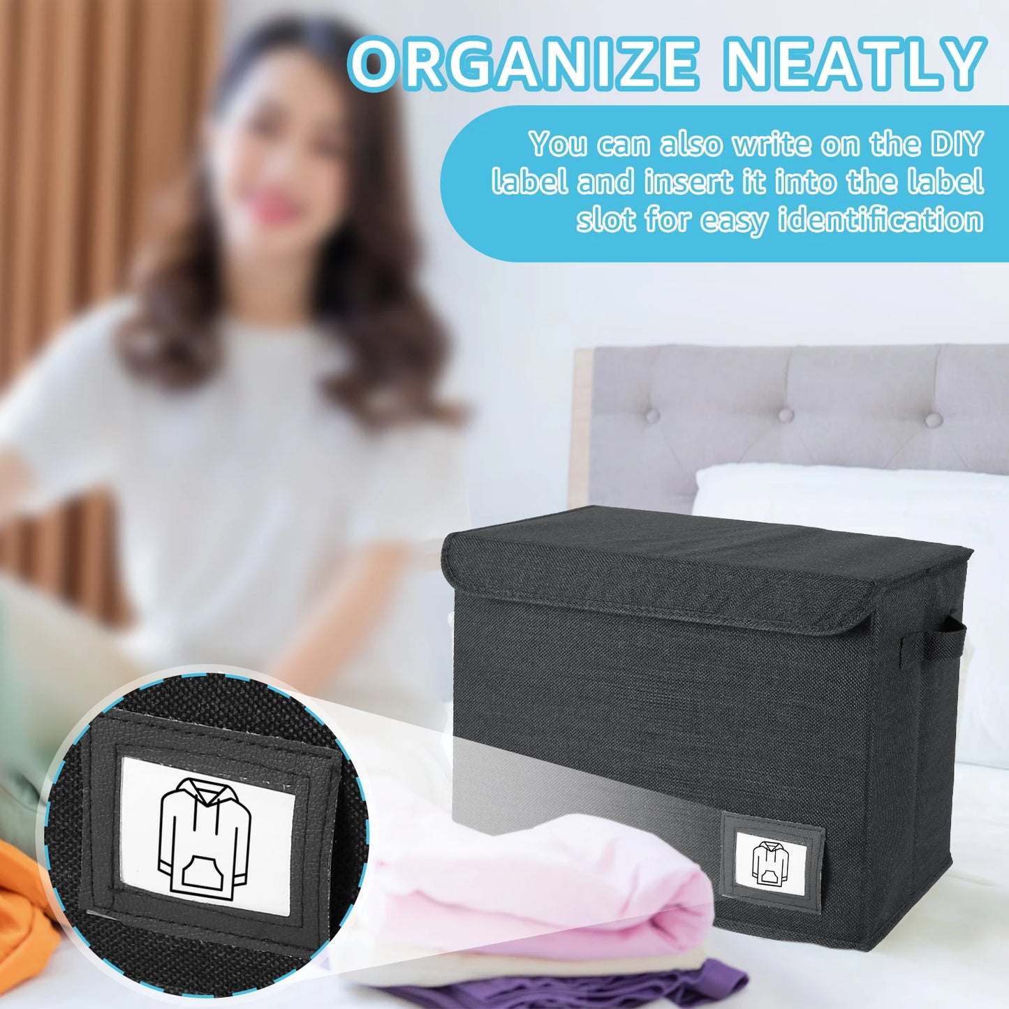 Foldable Storage Bin with Label Slot