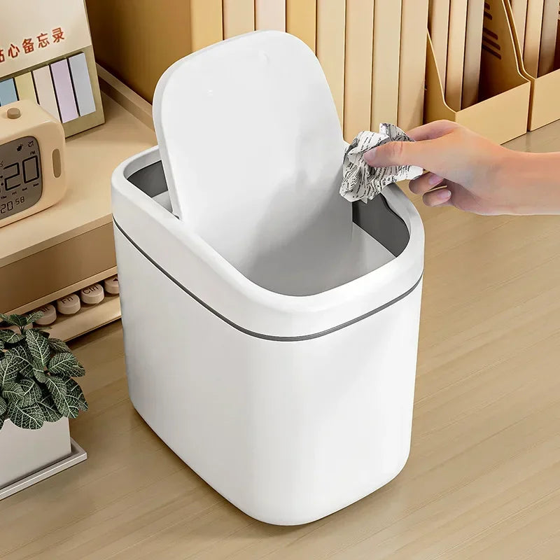Mini Swing-Lid Desktop Trash Can