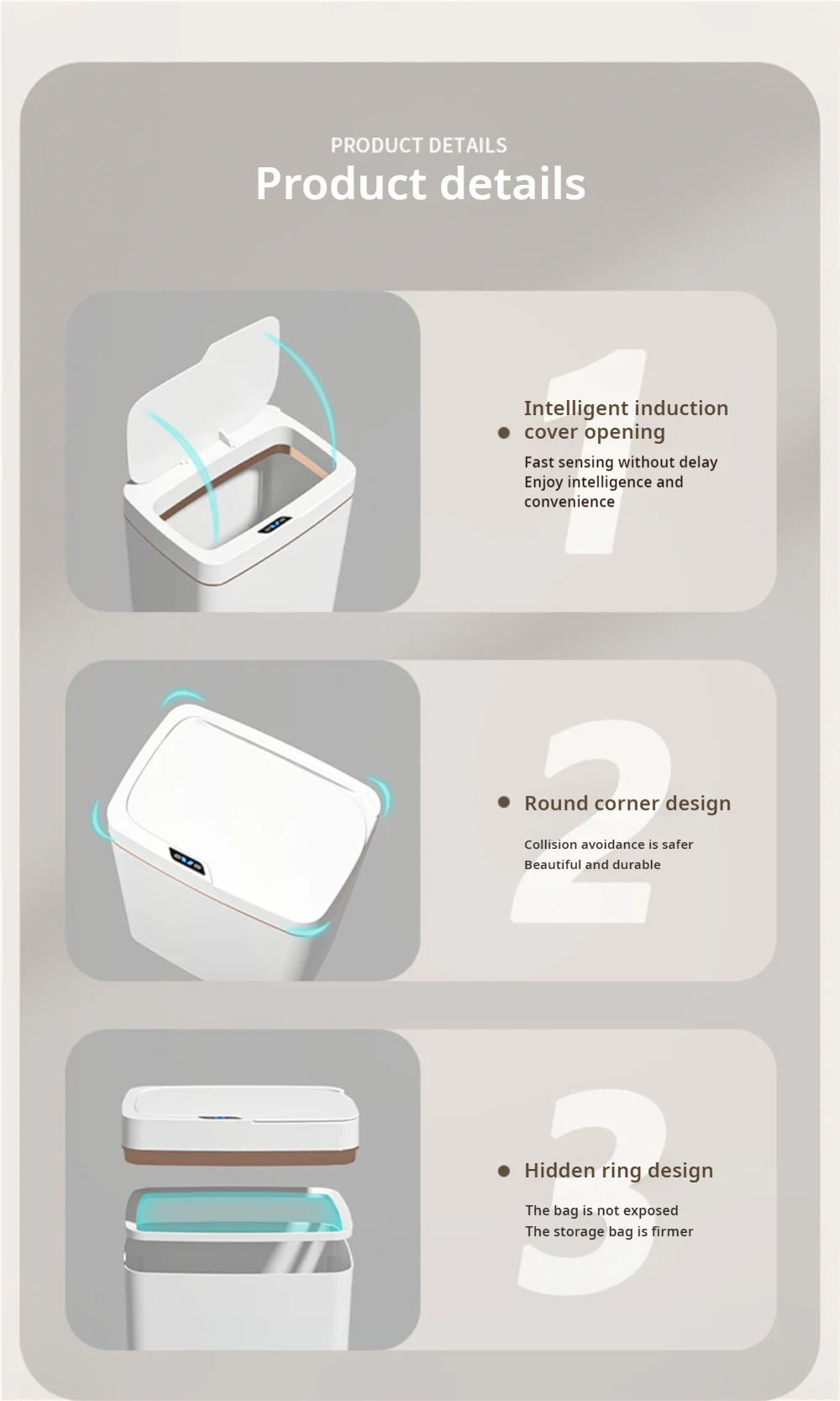 15 L Touchless Auto-Bagging Trash Can