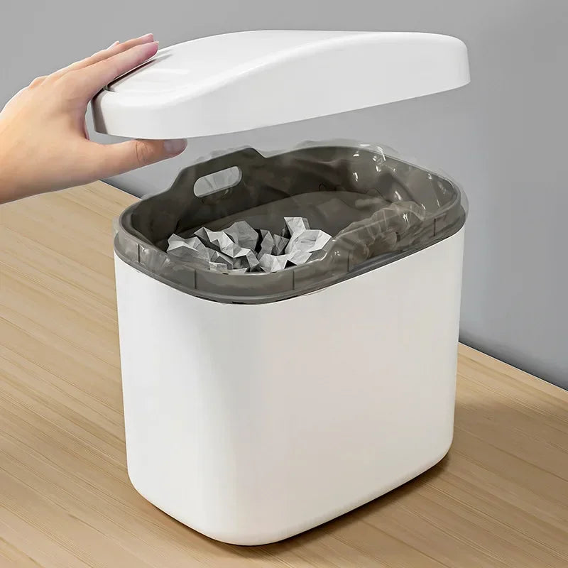 Mini Swing-Lid Desktop Trash Can