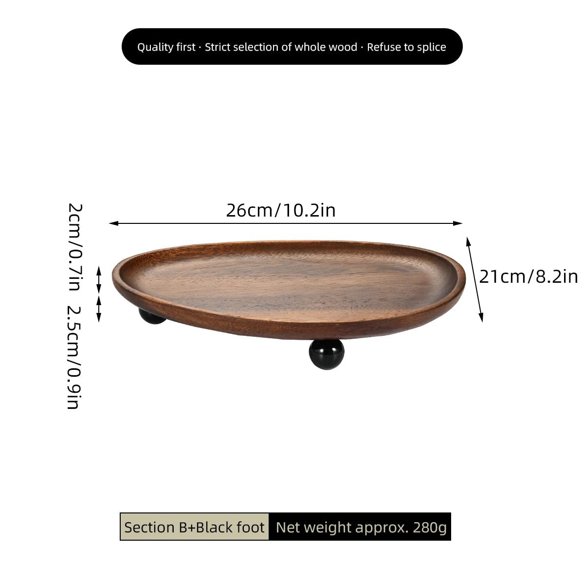 Organic-Shaped Wooden Display Tray
