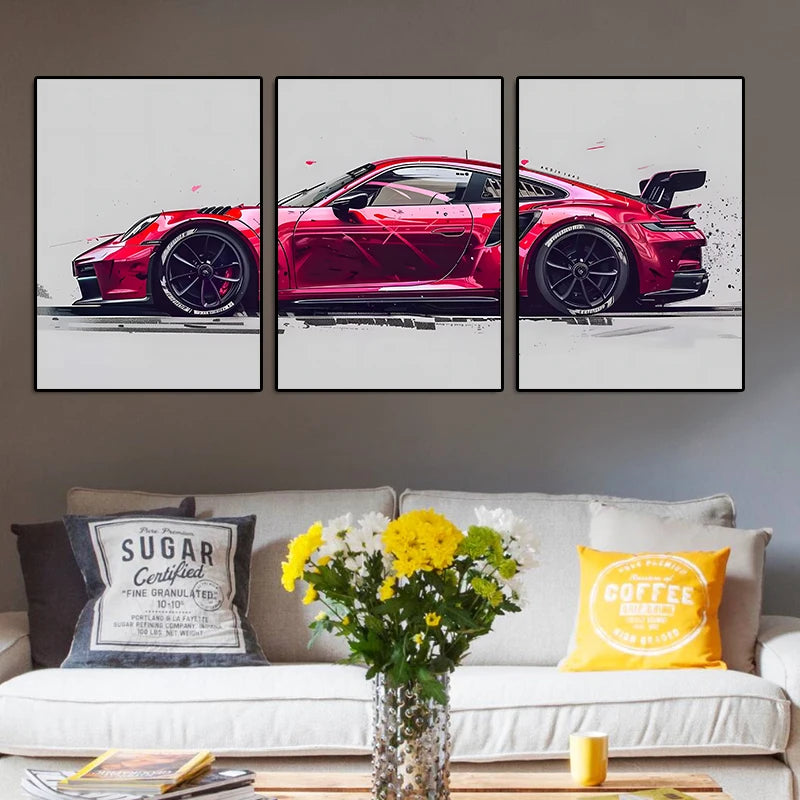 3-Piece Supercar Canvas Wall Art Set