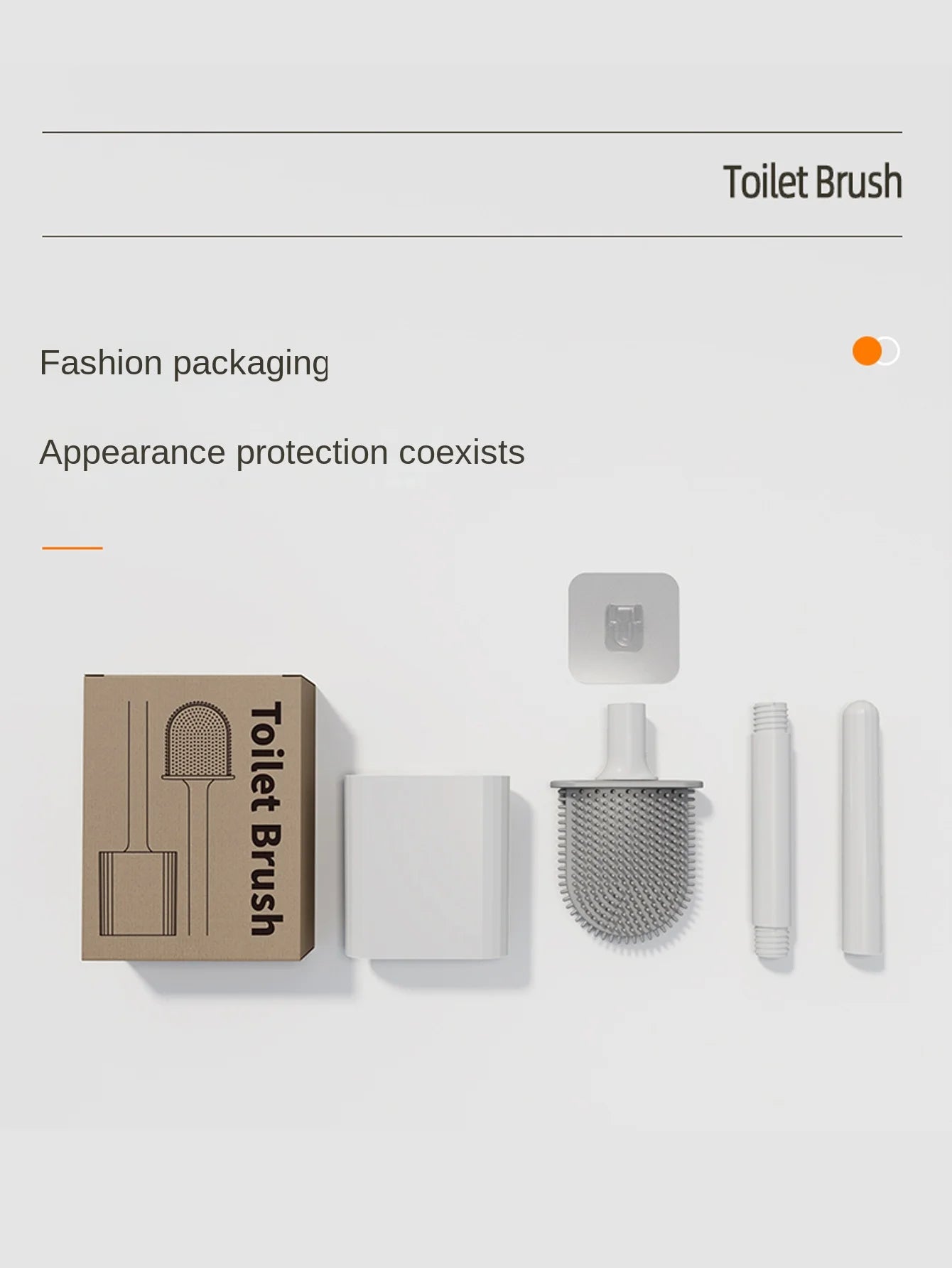Compact Silicone Toilet Brush with Holder