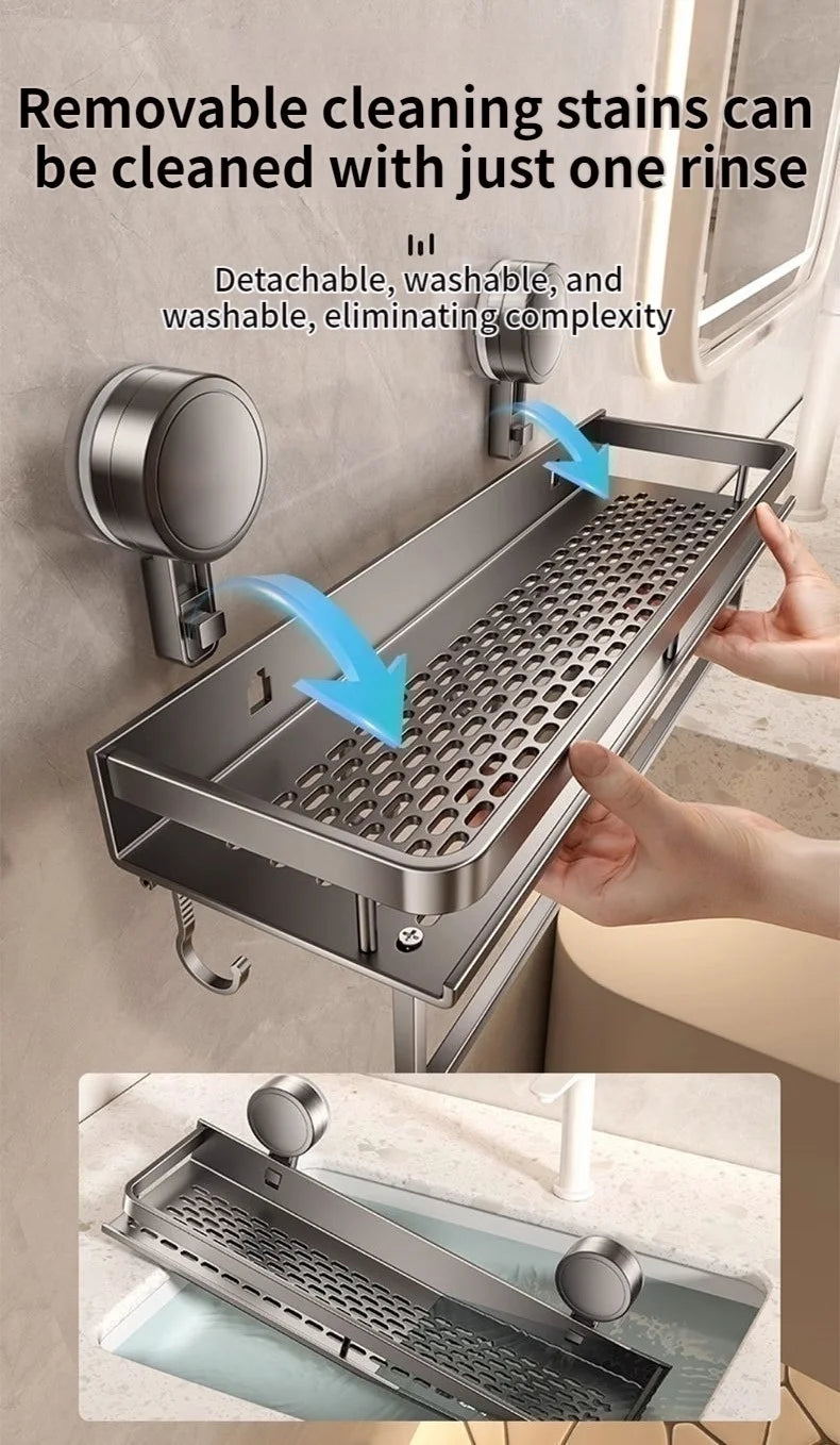 [Duplicate] Suction-Cup Aluminum Bathroom Shelf