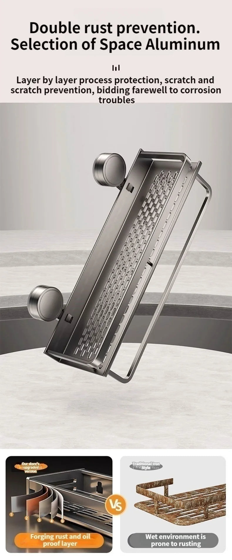 [Duplicate] Suction-Cup Aluminum Bathroom Shelf