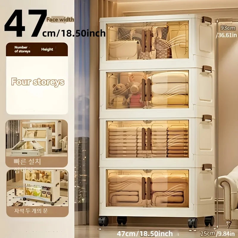 Foldable Clear-Door Storage Cabinet